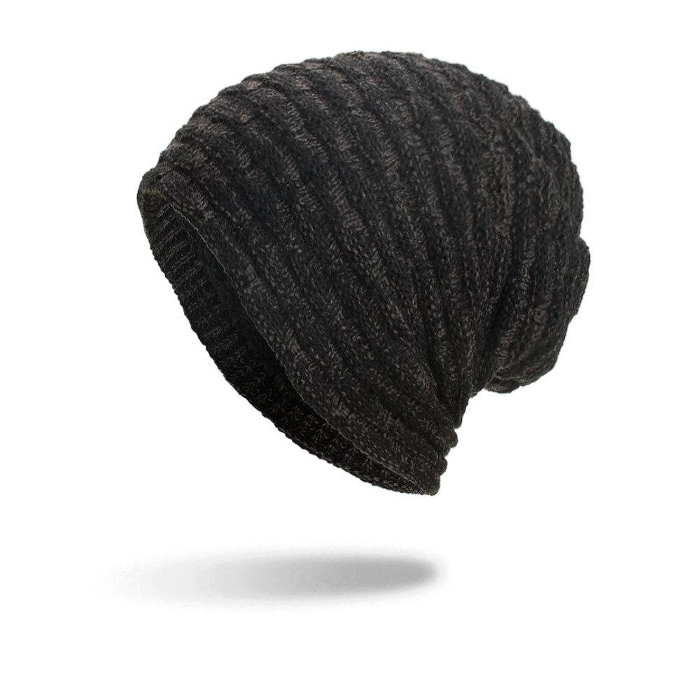 Autumn and Winter New Velvet Colored Small Horizontal Strip Pullover Hat Knitted Wool Hat