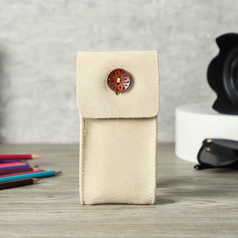 Handmade Genuine Leather Single Watch Bags for Men Retro Anti-Scratch Suede Leather Watch Case Women Watch Holders Soft Watch Storage Pouch