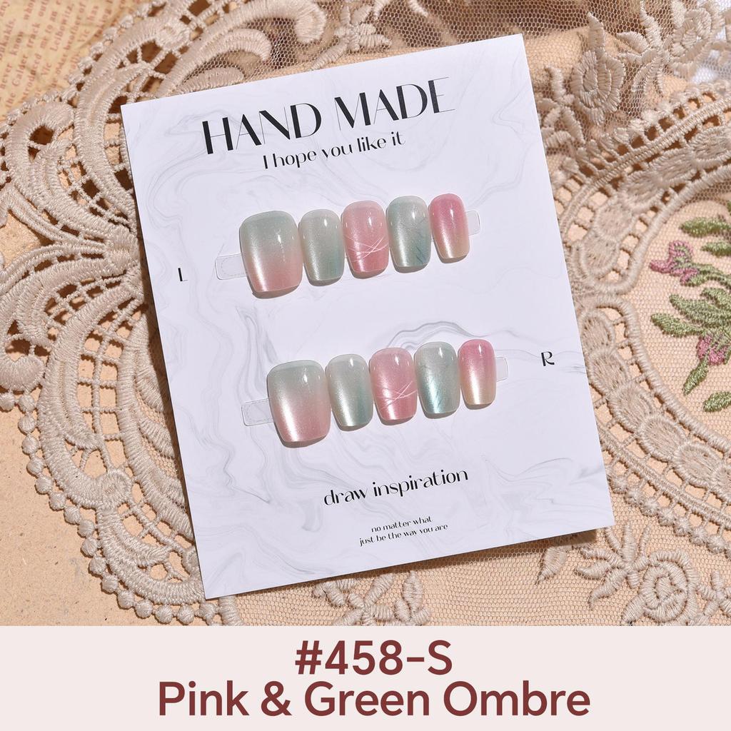 27Style Choice кошачий глаз накладные ногти короткие ручной работы накладные ногти с наклейками инструменты полное покрытие типсы с желеобразным клеем