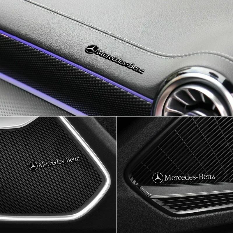 VCJ1 4pcs Car 3D metal Aluminum audio decorate Emblem Stickers for Mercedes-Benz W210 W211 W212 W221 W222 A C E G S R CLS CLA CLK SLK