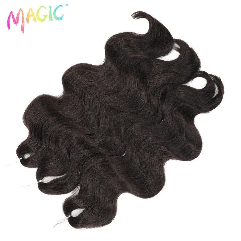 Magic Body Wave Crochet Hair Extensions 24 Inch 3PCS Synthetic Wavy Braiding Hair For Black Women Natural Black Braids Fake Hair