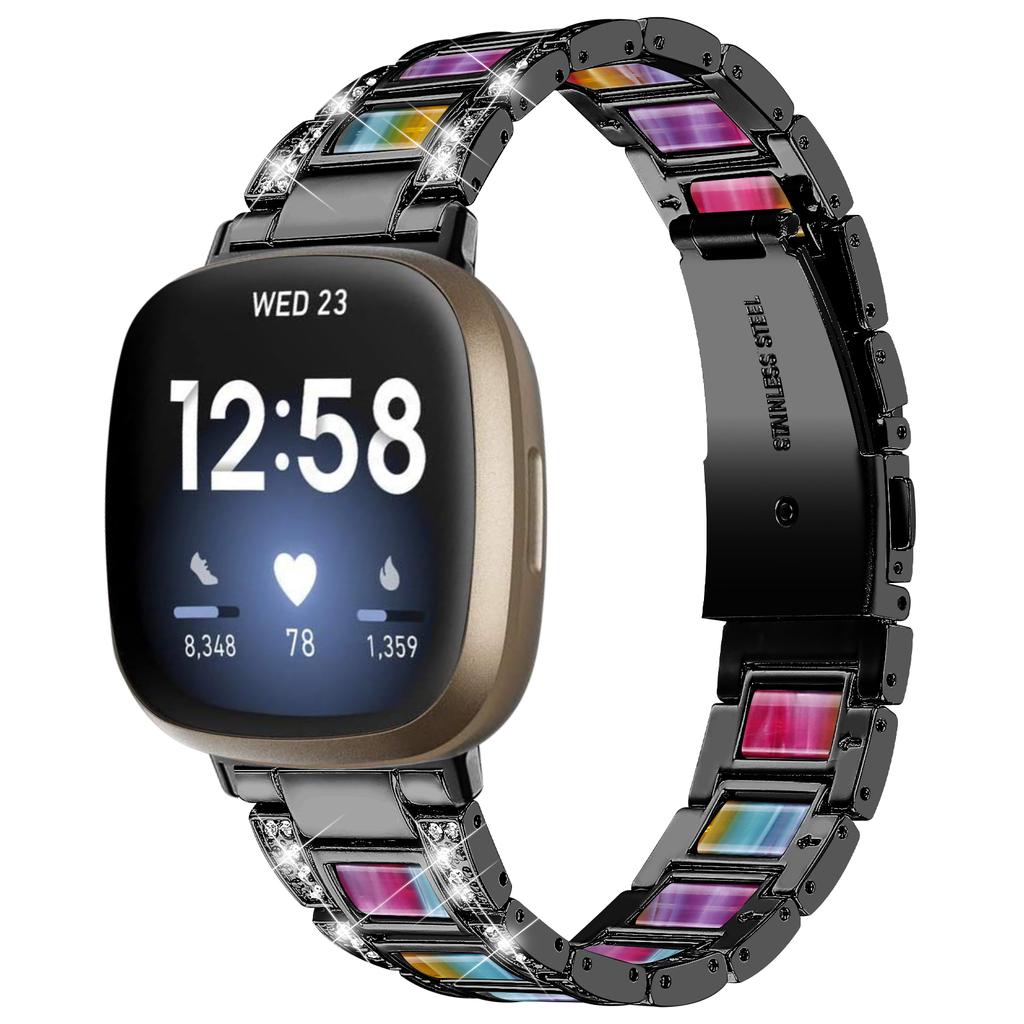 Ремешок с бриллиантами для Fitbit Versa 4 3 Sense 2, аксессуары для умных часов, металлический браслет из смолы из нержавеющей стали, ремешок Fitbit Versa 3