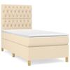 Box Spring Bed with Mattress Cream 100x200 cm Fabric