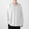Men T-shirt Round Neck Long Sleeve Solid Color Pullover Tops Loose Fit Soft Breathable Tee Shirt Home Gym Street Wear