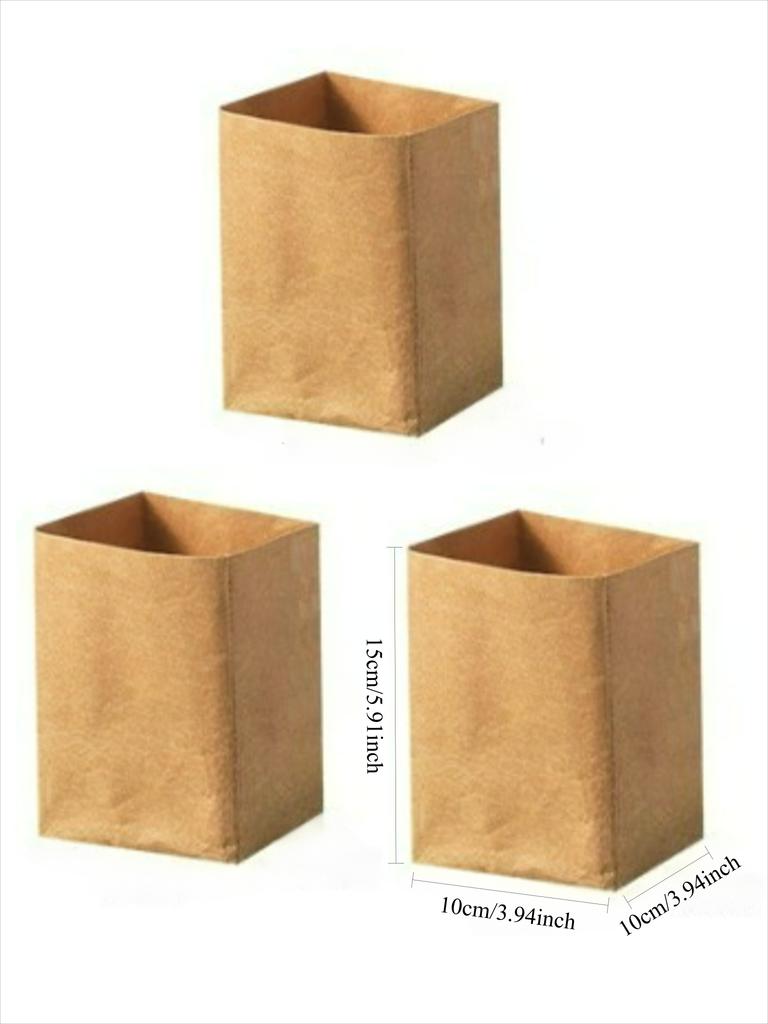 1/4pcs Kraft Paper Bag Reusable Grocery Bags For Fruits Washable Paper Storage Bags Vegetable Plants Flowers Bread Packing