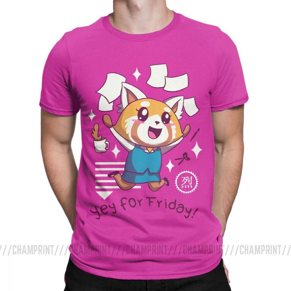 Aggretsuko Tee Shirt Aggressive Retsuko Yey For Friday Happy Weeken T Shirt For Men 100 Cotton