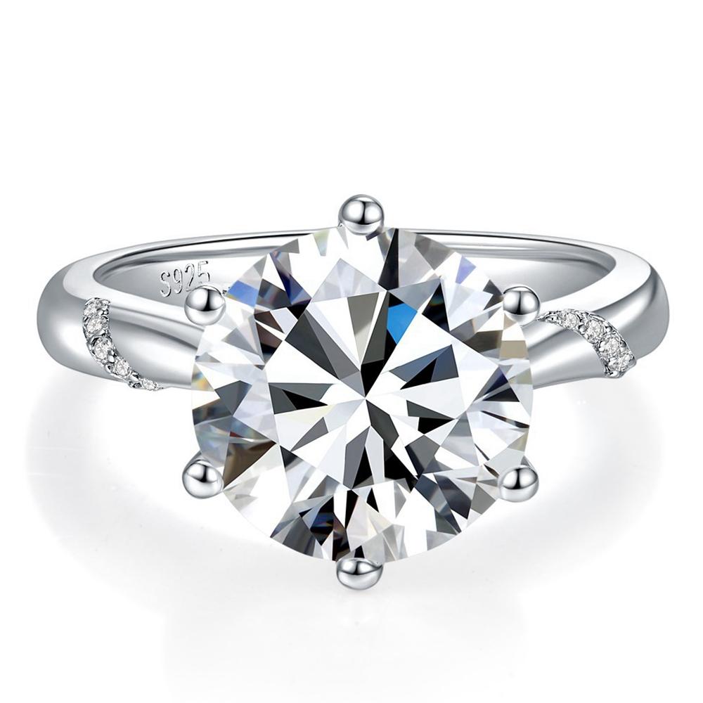 Vinregem Кольцо из стерлингового серебра 925 пробы с бриллиантом VVS1 1-5CT, настоящий муассанит D цвета, круглое кольцо с драгоценным камнем, свадебное обручальное ювелирное изделие