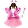 4Pcs/Set Fairy Princess Costume Butterfly Wings Puff Skirt Butterfly Wing Set Tutu Skirt Headband Angel Costume