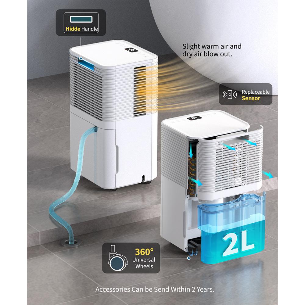 HUMILABS OL12-BD031A Portable Dehumidifier, 12L Dehumidify Capacity, 3 Modes, Auto/Manual Drainage, 24-Hour Timer, Low Noise