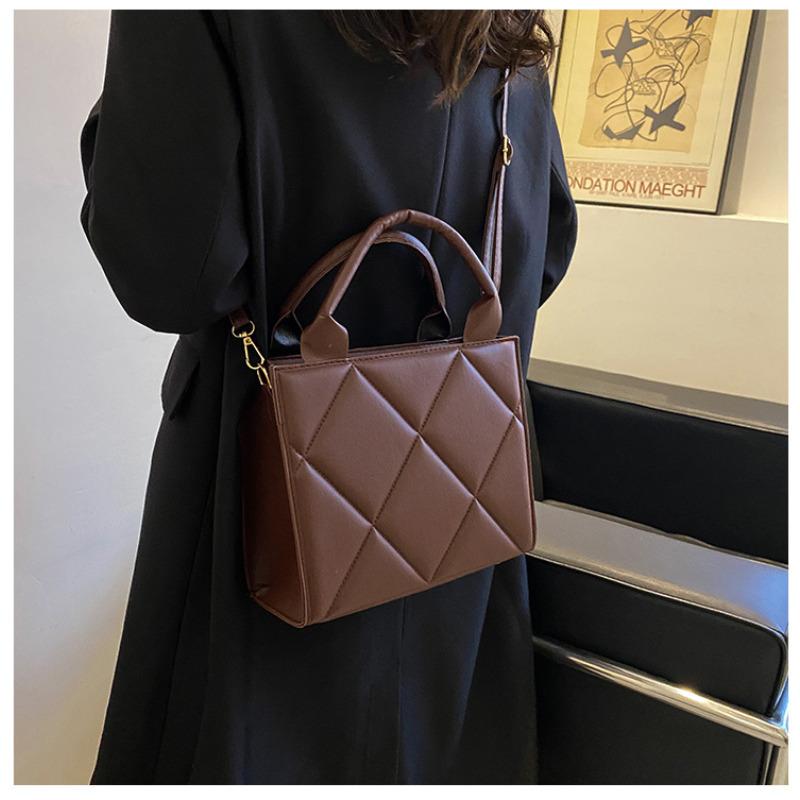 Quilted Faux Leather Tote Bag for Women Medium Capacity Shoulder Crossbody KTB