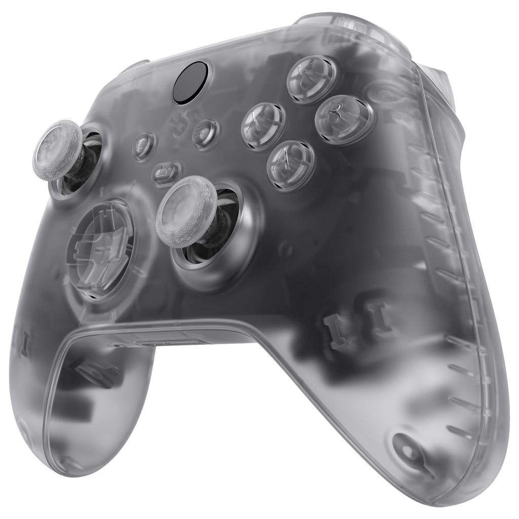 eXtremeRate Full Shell Button Set for Xbox Series X S Clear Replacement Side Rail Grip Front Backplate Cover for Xbox Core Wireless Controller