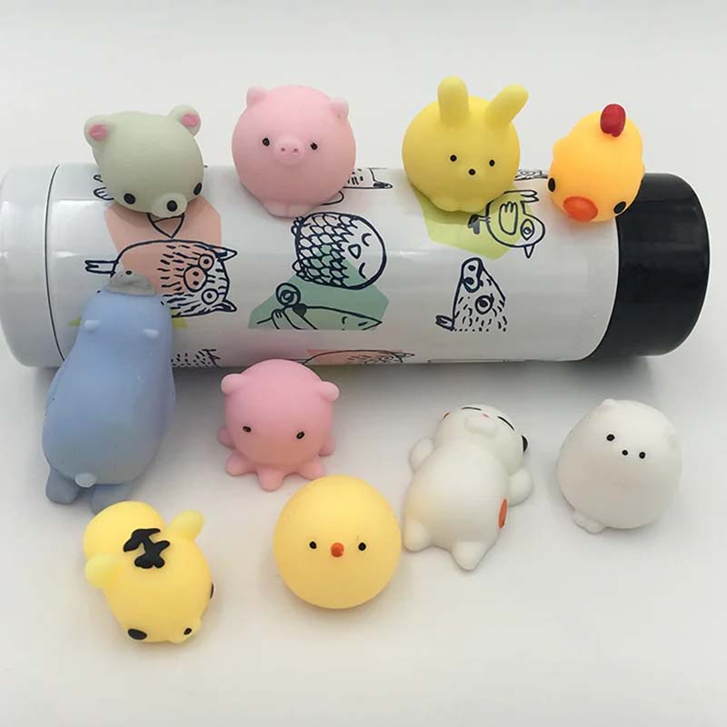 12pcs/lot Mini Cute Soft Squishy Fidget Toy Kawaii Mochi Cat Anti Stress Reliever Sensory Squeeze Xmas Gift for Adult Kid TMZ