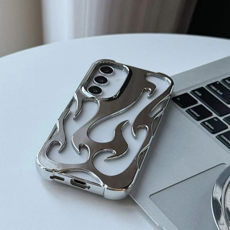 Модный мягкий чехол из ТПУ с узором в виде полого пламени для Samsung S25 Plud S24 Ultra S23 S22 A16 A06 A55 A15 A14 A54, матовый глянцевый ударопрочный тонкий чехол для телефона