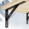 Wall-Mounted Wooden Shelf with Black Triangle Brackets