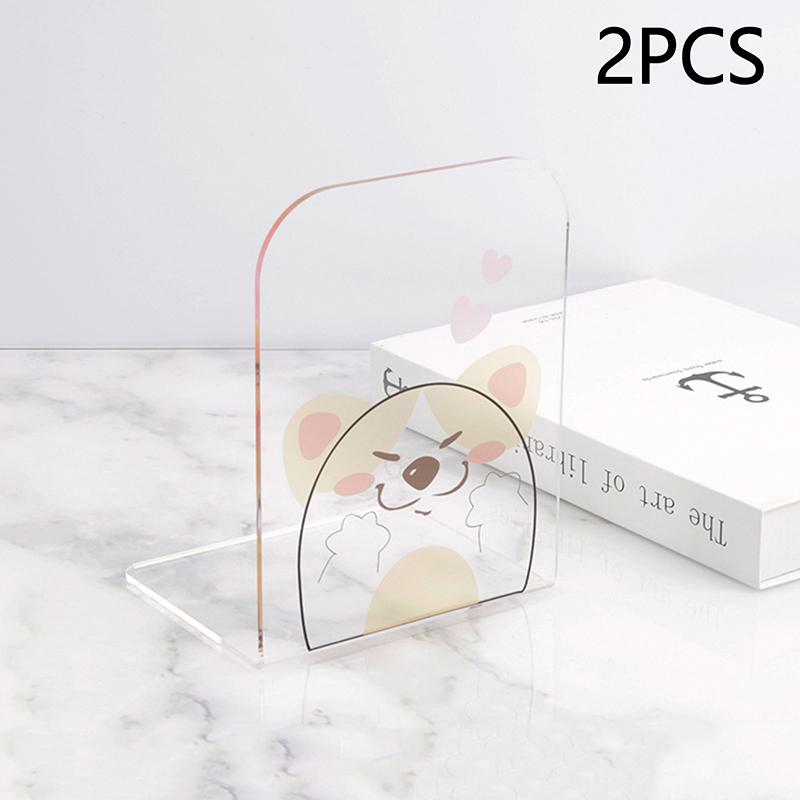 1 Pair Clear Acrylic Bookends Non-Skid Book End For School Library And Desktop Organizer, Acrylic Book Ends For Book Shelves