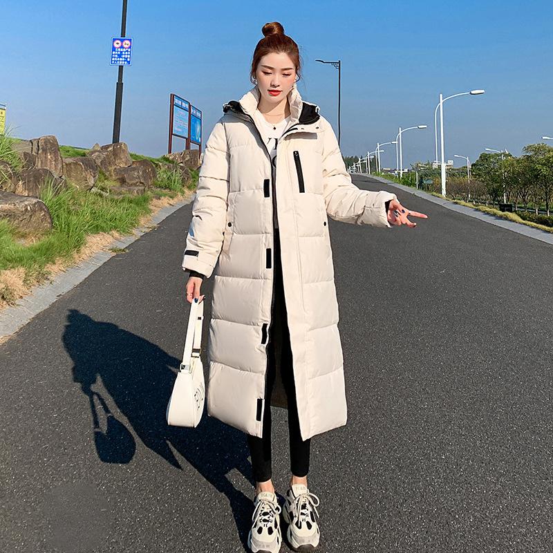 Autumn Winter Thicken Female Warm Long Parka Women Solid Color Loose Big Pocket Hooded Coat Jackets Outwear