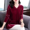 Tops Women's Autumn and Winter Warm Comfortable V-Neck   Shirt Long Sleeve T-shirt Loose Casual Pullover Top