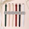 Simple Square Rhinestone Quartz Watch Casual Leather Women's Clock Wristwatch