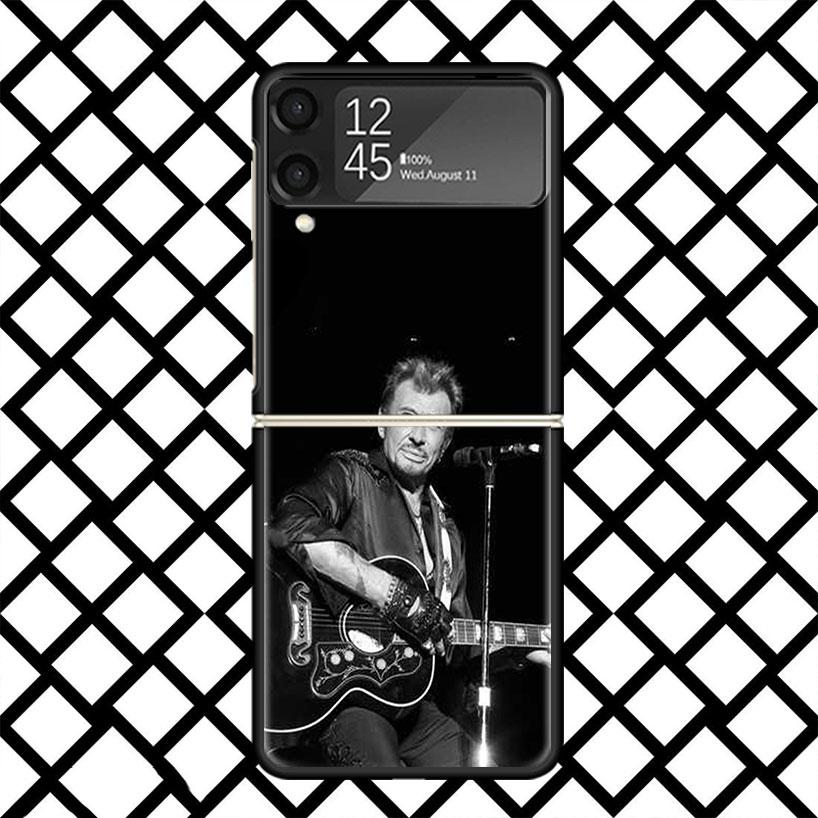 Johnny Hallyday Music Phone Case For Samsung Z Flip 7 6 5 4 3 Galaxy ZFLIP7 ZFlip6 5G Flip5 Flip4 Flip3 5g Black Hard Cover