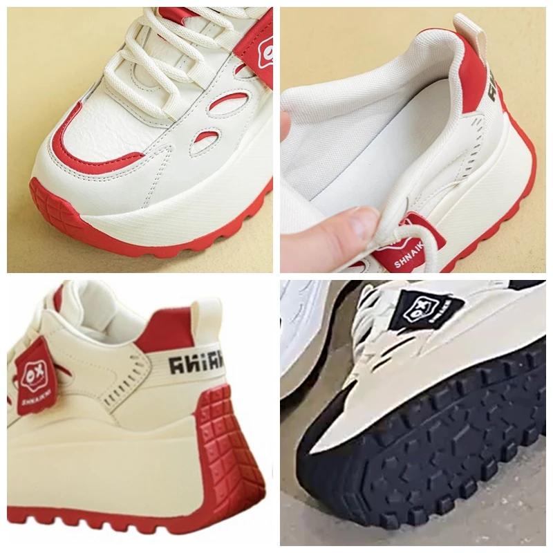 Кроссовки Fujin на танкетке 7,5 см из натуральной кожи для скейтбординга Pring Autumn из вулканизированной кожи на толстой подошве, ботинки-блоки