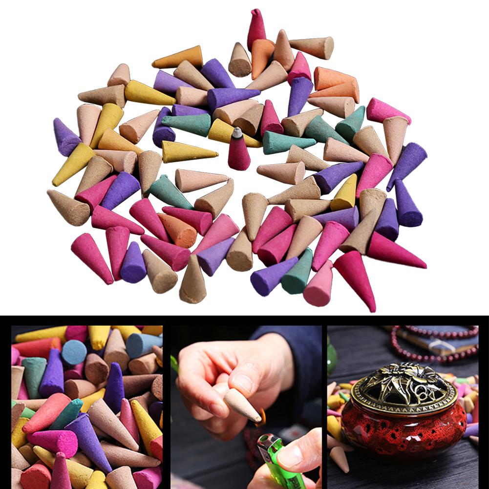 60-600pcs Mixed Natural Incense Rose Jasmine Lavender Osmanthus Sakura Smoke Cone Reflux Tower Incense Backflow Incense