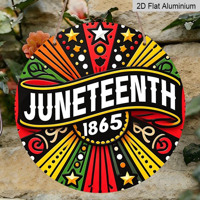 2D Flat Aluminum Wall Hangings with A Juneteenth Theme Are Available in Various Sizes Featuring Radiating Lines Stars and African-inspired Patterns