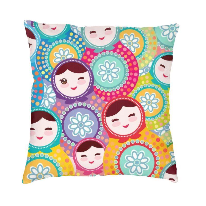 Matryoshka Doll Russia Square Pillow Cover Home Decorative Russian Folk Art Cushion Cover Throw Pillow Car Doublesided Printing