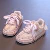 Girls' Crystal Sequin Casual Shoes2026New Spring and Autumn Non-Slip Soft Sole White Shoes for Children and Older Kids Sports Shoes