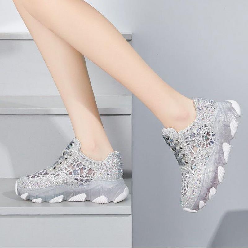 Water Diamond Hollow Dad Shoes Woman Горячая Распродажа Летние сетчатые дышащие кроссовки Модные кроссовки Удобные кроссовки для женщин