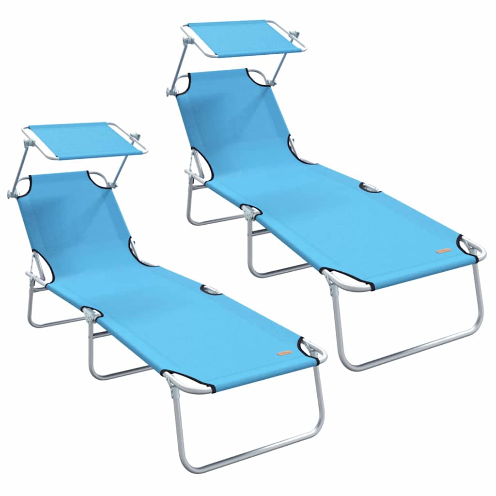 Sun Lounger 2 pcs Light Blue 58 x 188 x 77 cm Polyester