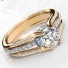 Huitan Luxury Lady Sparkling Finger Ring for Wedding Ceremony Fashion Gold Color Jewelry for Engagement Party Bridal Accessories