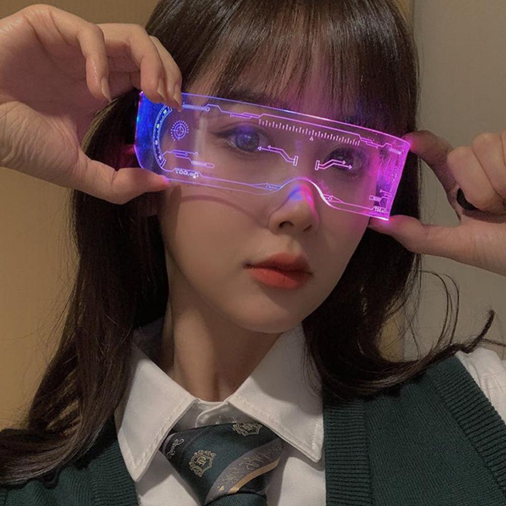 2pcs 7-Color Cyberpunk LED Visor Glasses for Cosplay Halloween Bar Club Party