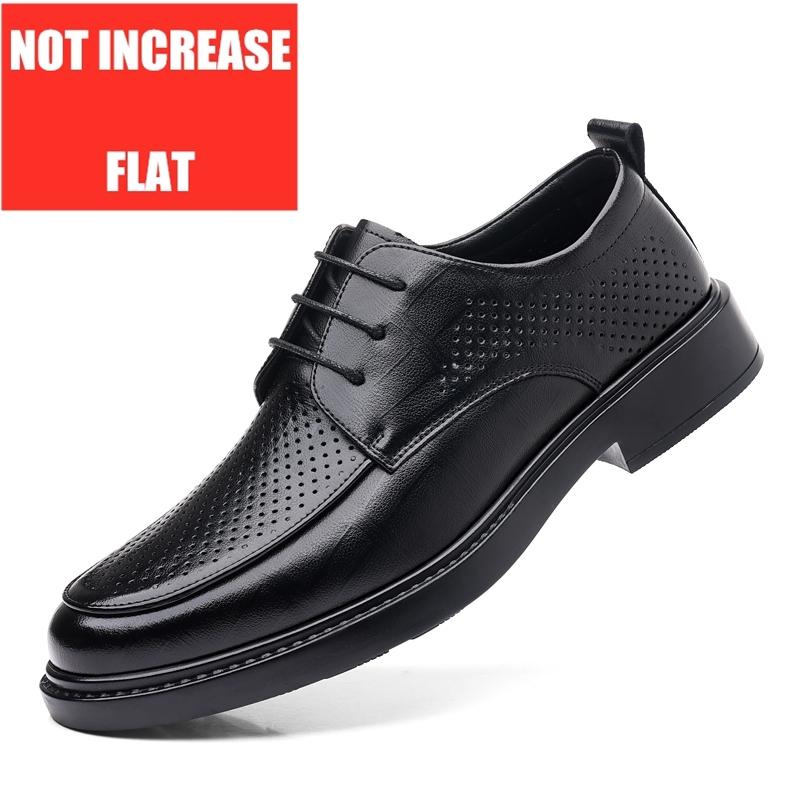 Spring/Summer Men 37-45 Men's Flat/6CM Heightening Elevator Shoes Business Formal Leather Shoes Man British Casual Wedding Suit