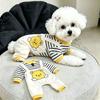 Pet Dog Warm Jumpsuit With Striped Bear Design Four-Legged Outfit Small Breeds Like Bichon Teddy