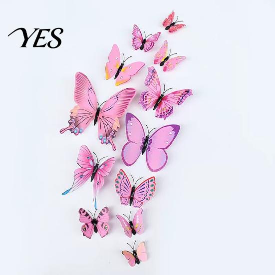 3D Butterfly Wall Decor 12Pcs Decals, Butterflies Stickers, Removable Mural Decor, Decorative Stickers Decals for Home Bedroom Living Room Kids
