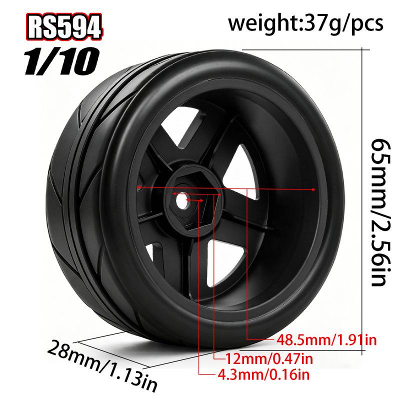 1/10 Flat Blade RC Off-Road Racing Tire with Black Plastic Wheel Hub
