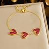 DIEYURO 316 Stainless Steel Romantic Red Glitter Heart Necklace Earrings Bracelet Set Lady New Waterproof Love Charm Jewelry Set