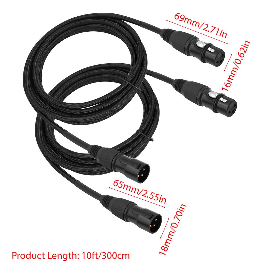 2 комплекта кабелей XLR 10 футов профессиональный аудиокабель XLR папа-мама плетение защитных сеток
