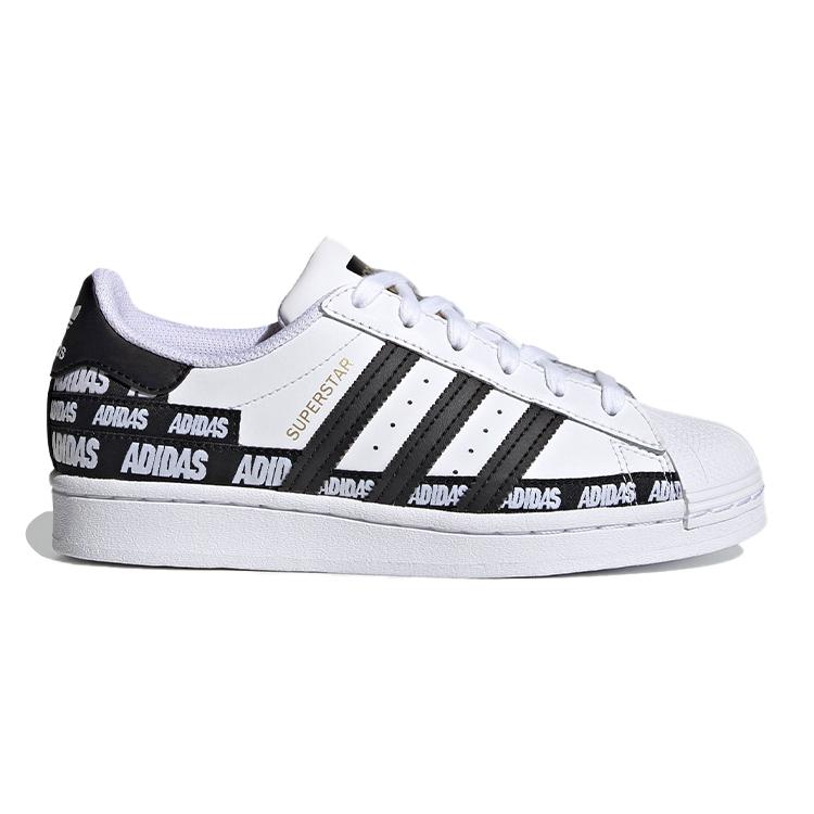 Adidas Originals Superstar J Black Logo Breathable Low top Skateboard Shoes White FX5871