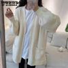 Autumn and Winter Sweater Coat Women's Niche Loose and Lazy Style Solid Color Soft Waxy Knitted Cardigan with Thickening