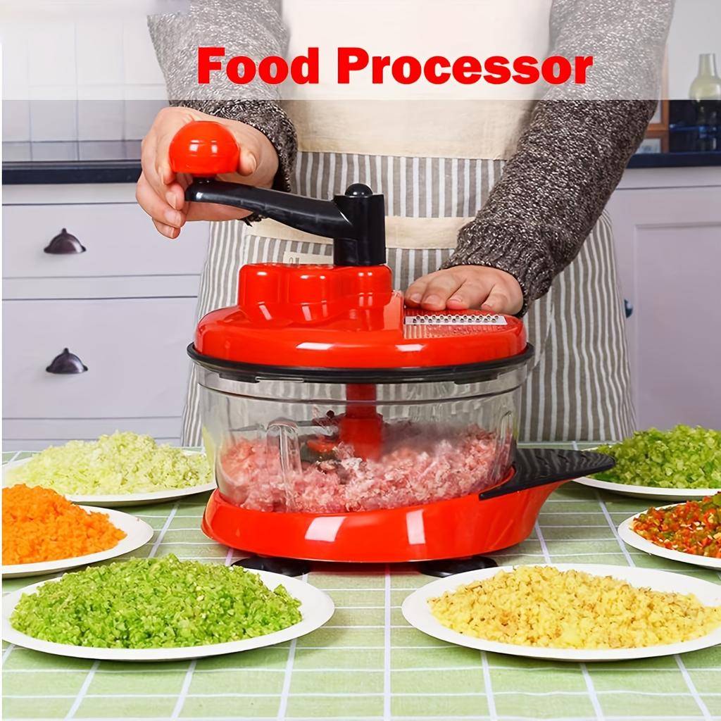 1 шт. Многофункциональный ручной кухонный комбайн, ручной измельчитель с рукояткой, чеснокодавилка, мясорубка-блендер с прозрачным контейнером для овощей, мяса, фруктов