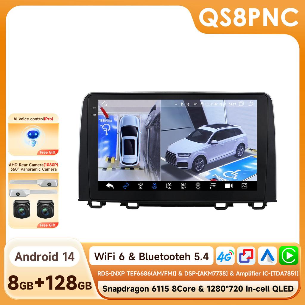 Car Intelligent Systems for Honda CRV 2017-2021 Stereo GPS Navigation Wireless Carplay DSP Multimedia Video player 4G WIFI Android Auto