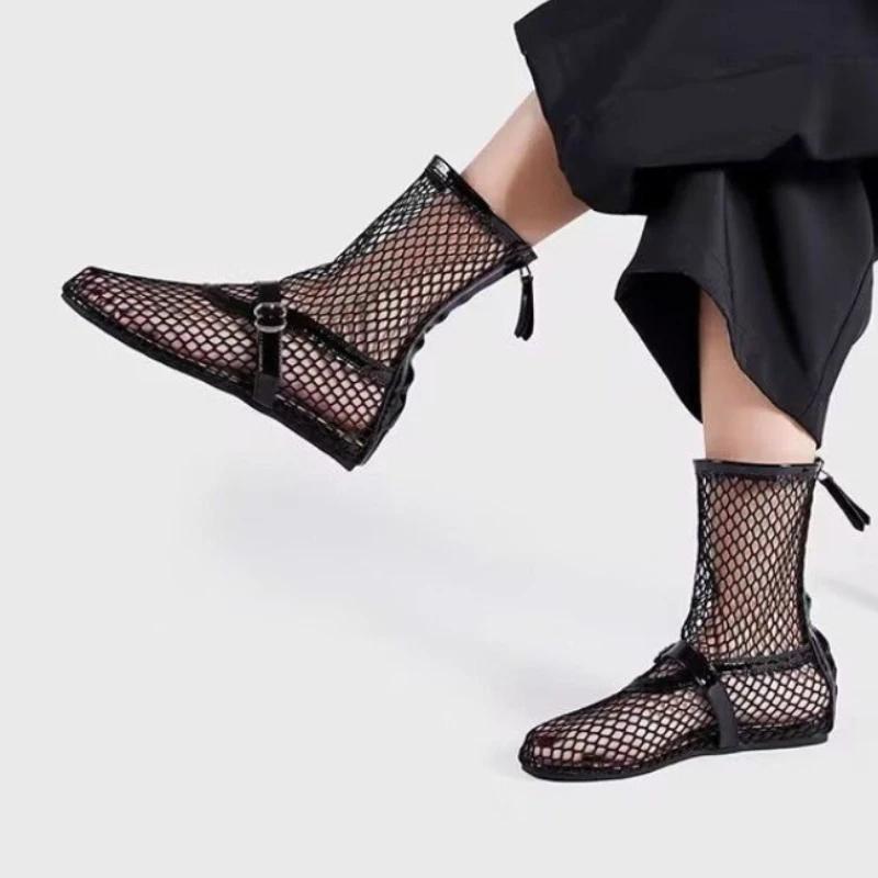 Модные женские сандалии на плоской подошве, летние роскошные туфли на плоской подошве в римском стиле для вечеринок, новые сандалии с сетчатым принтом Zapatos De Mujer