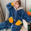Cartoon Hooded Coral Fleece Pajamas Large Size Flannel Pajamas Plus Plush Winter Pajamas Home Clothes Women's Pajamas