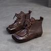 Модные GKTINOO Винтажные Ботильоны Ручной Работы из Коровьей Кожи 2024 Новая Осень Натуральная Кожа На Шнуровке Круглый Носок Ботинки на Мягкой Подошве Женская Обувь