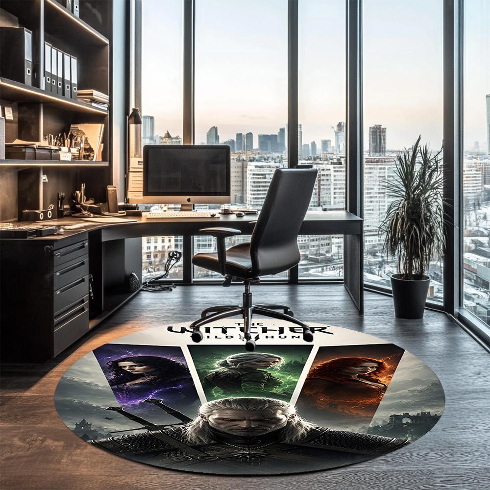The Witcher Printed Round Rug Carpet Chair Rug Area Rug Entryway Doormats,for Office Chair Living Room Bedroom Kitchen Room.