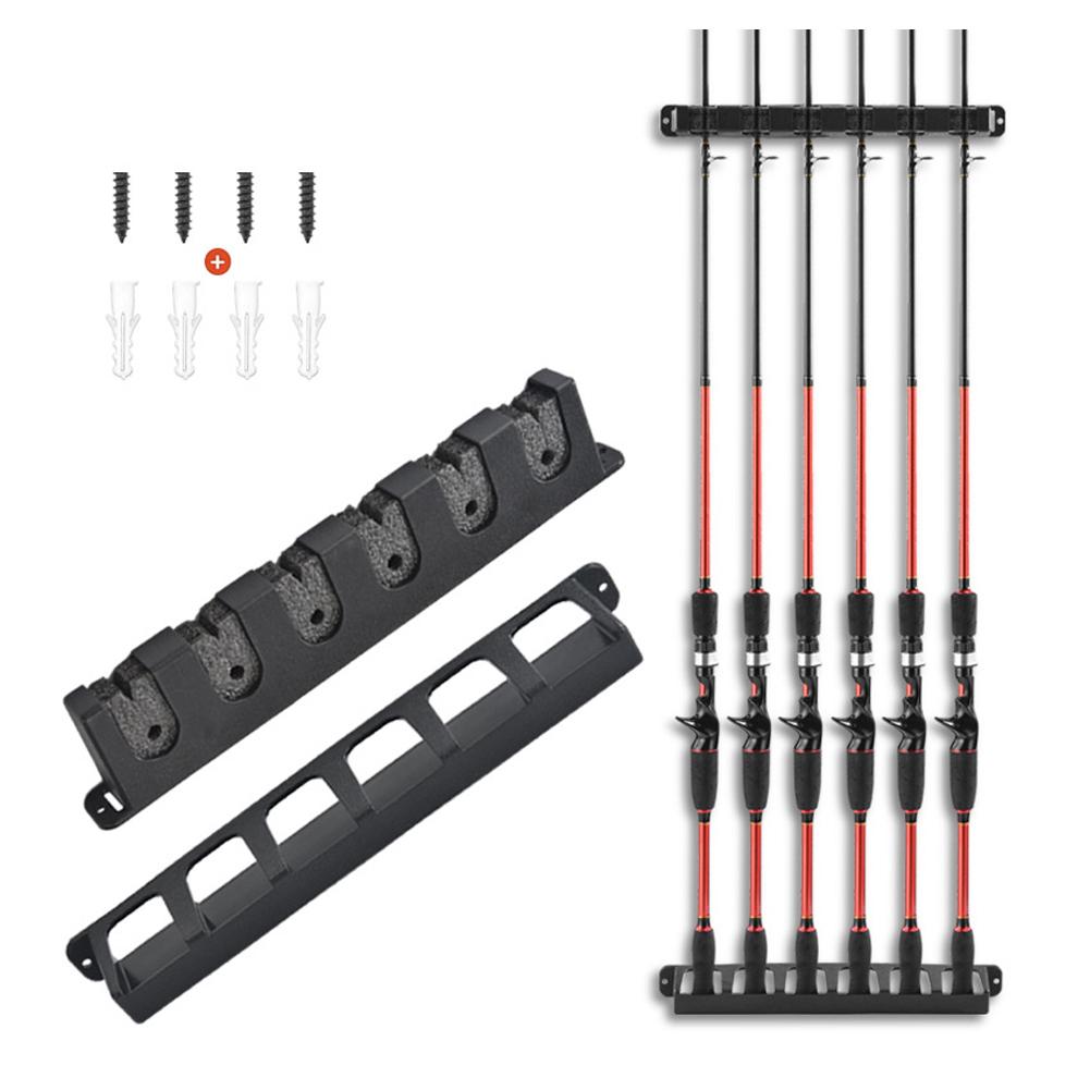 Horizontal / Vertical Wall Mounted 6-Rod Rack For Garage Fishing Pole Display Stand Fixed Frame Fishing Accessories
