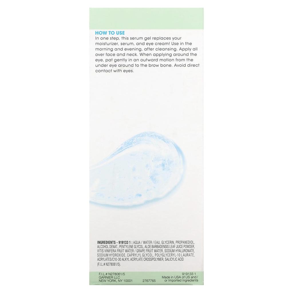 Garnier Green Labs, Суперувлажняющий сывороточный гель 3 в 1, гиалуроновая кислота и алоэ, без отдушек, 2,4 жидких унции (72 мл)