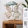Cartoon-painted Little Rabbits Holding Umbrellas Bedroom Living Room Entrance Hall Home Beautification and Decoration Wall Stickers