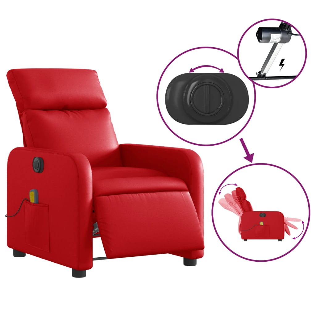 Electric Massage Chair Red Faux Leather